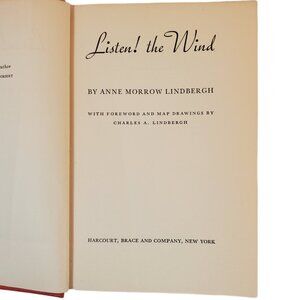 VTG Book “Listen! The Wind” 1938 1st Edition HC by Anne Morrow Lindbergh